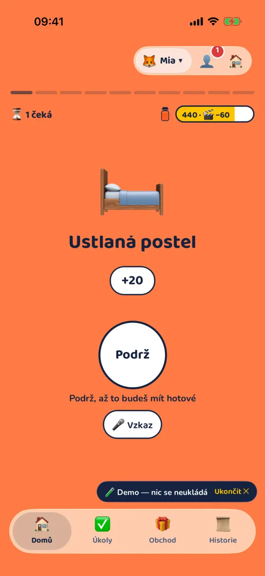 Domů dítěte: džbán s body a příběhy s úkoly