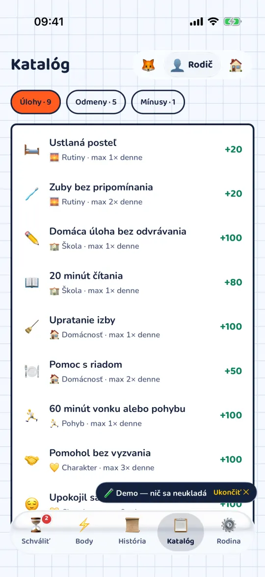 Katalóg úloh, odmien a mínusov